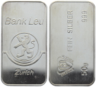 50 Gramm Silberbarren Bank Leu